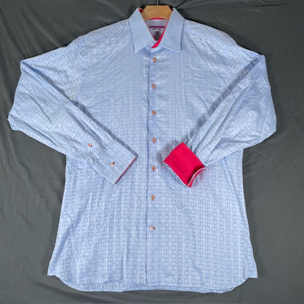 Coton Doux Dress Shirt Men’s Size 41  / 16 Inch Neck Size Blue Chain Link Preppy
